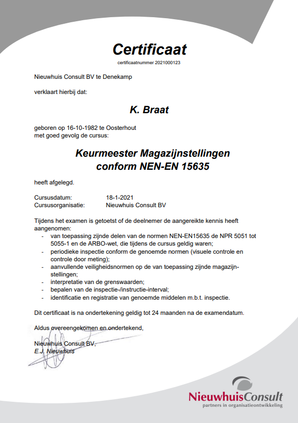 Certificaat monteur